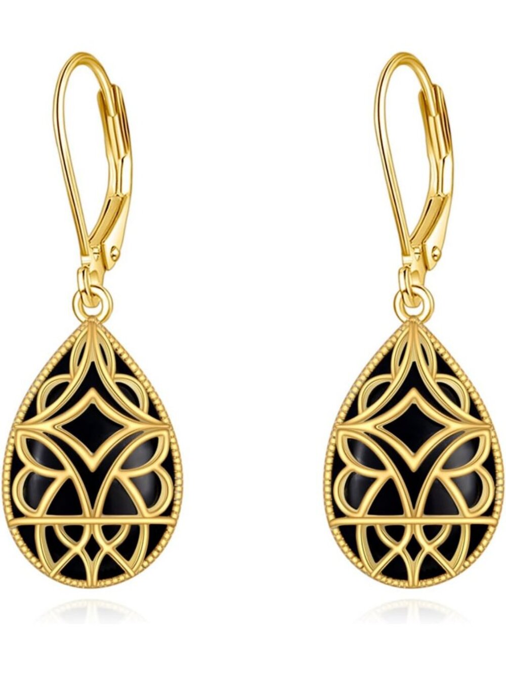 Boho Black Onyx Drop Earrings - 925 Sterling Silver Dangle, Vintage Style Gift